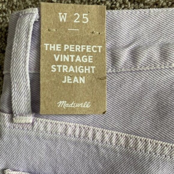 NWT Madewell Perfect Vintage Straight Leg Lilac Purple Denim Jeans Sz 25 - Picture 9 of 12